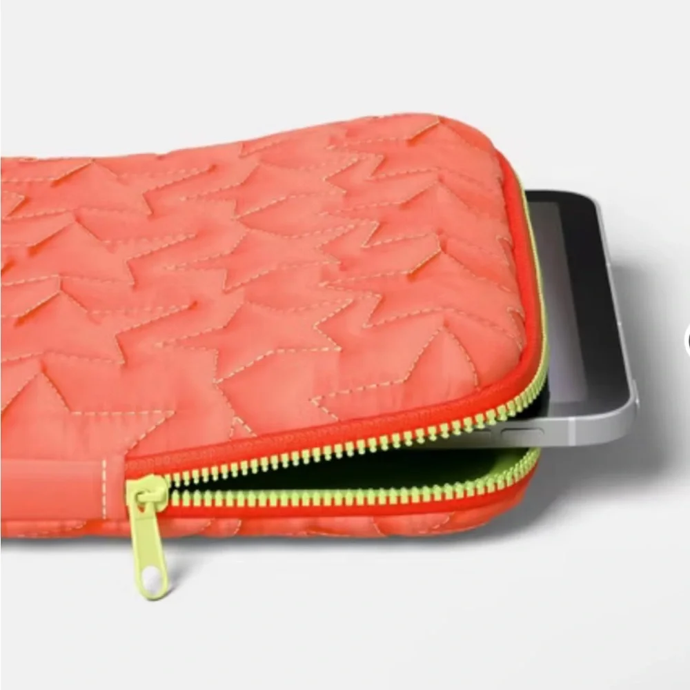 Heyday Coral Orange and Lime Puffy Laptop/Tablet Sleeve Up to 12.9